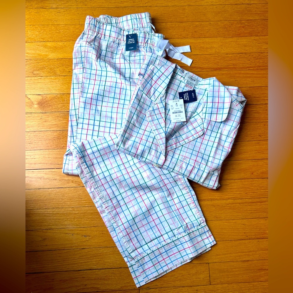 J. Crew Multicolor Plaid Pajama Set New with Tags